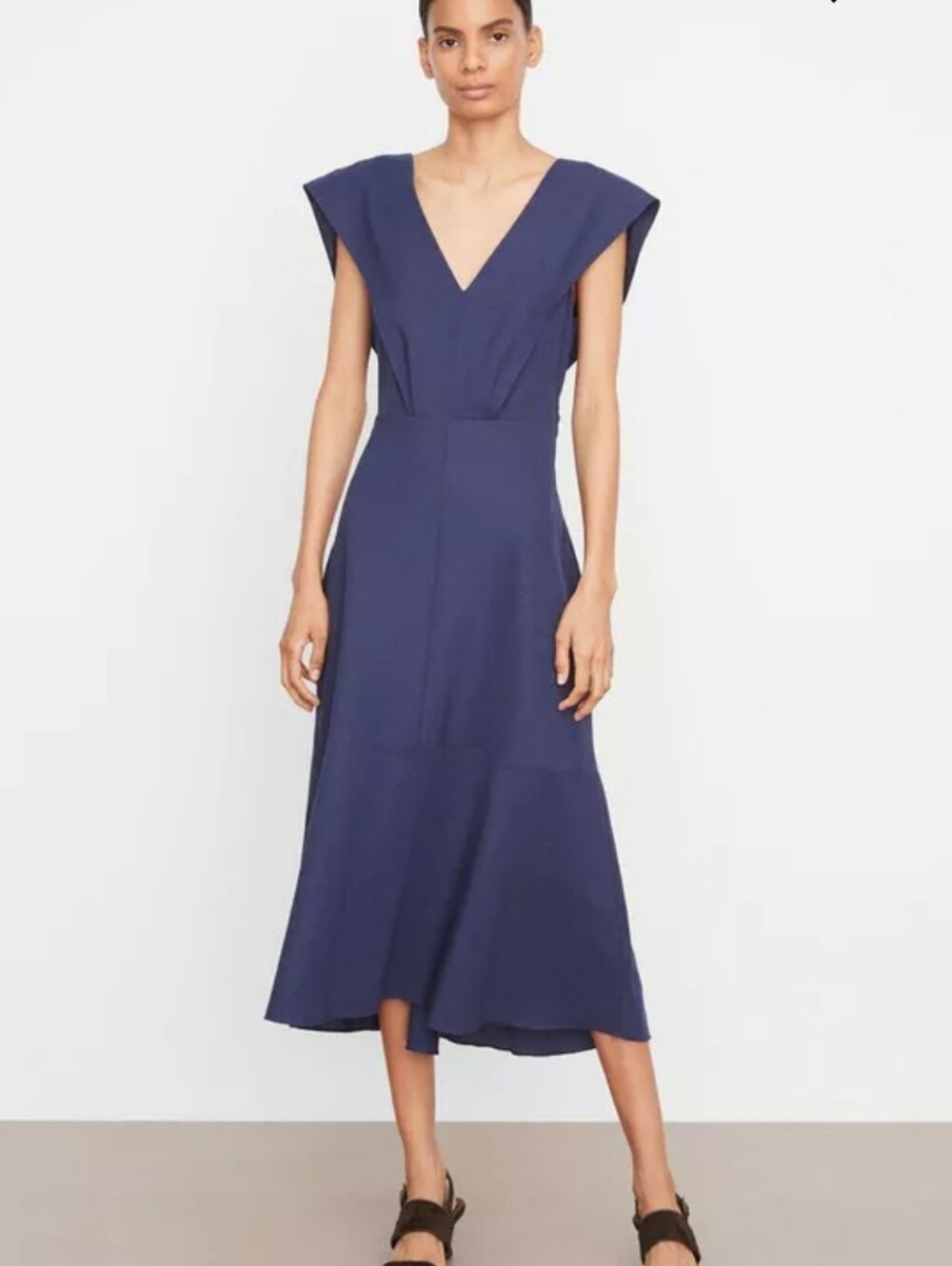 Vince Black Flutter Sleeve Tie-Back Midi Dress Size Medium